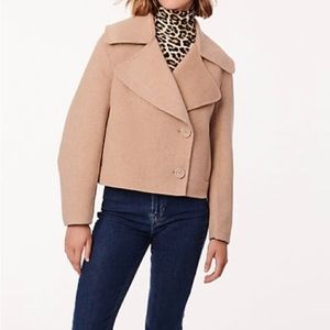 Bernardo Cropped Wool Jacket Latte Tan Size XL New!